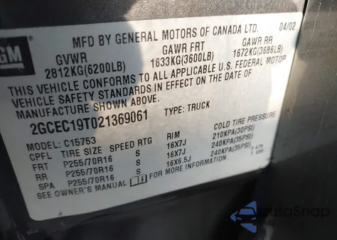 2002 Chevrolet Silverado 1500 Ls from USA, damaged, VIN 2GCEC19T021369061